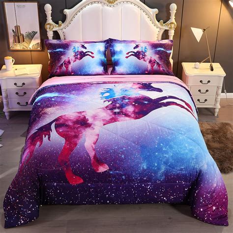 Wowelife Unicorn Bedding Set Queen 5 Piece Pink Bedding Sets For Girls Premium