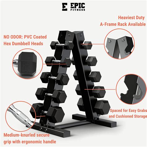 Epic Fitness Pound Premium Hex Dumbbell Set With Heavy Duty