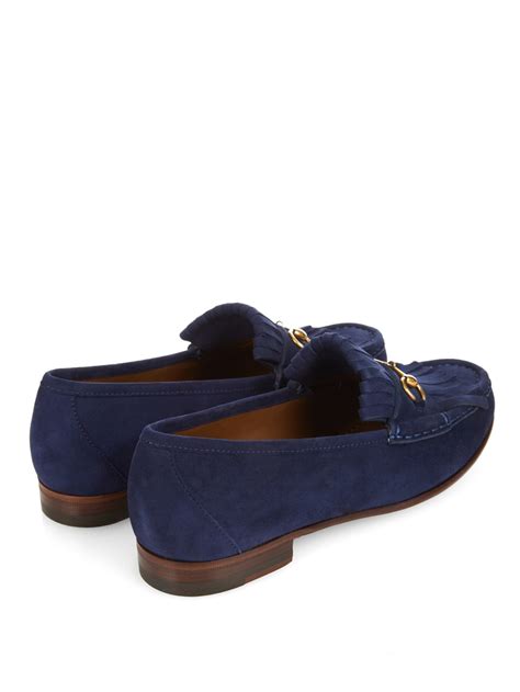 Lyst Gucci Horsebit Suede Loafers In Blue