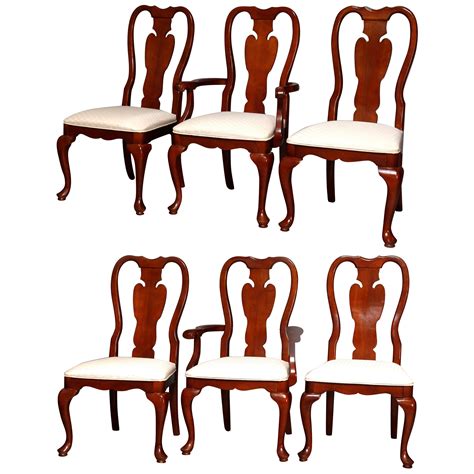 Six Vintage Pennsylvania House Style Cherry Queen Anne Style Dining Chairs At 1stdibs