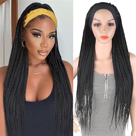 Leosa Braided Headband Wigs For Black Women Jumbo Box Braid Wig With