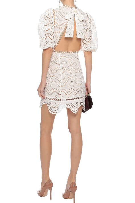 Zimmermann Jaya Wave Open Back Broderie Anglaise Cotton Mini Dress