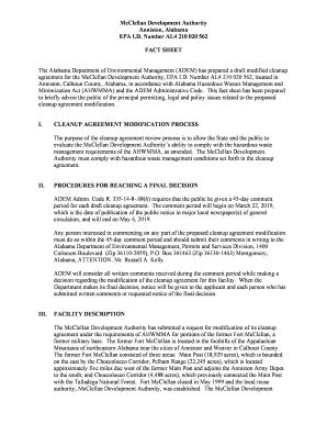 Fillable Online Public Notice Cleanup Agreement Mod Fact Sheet