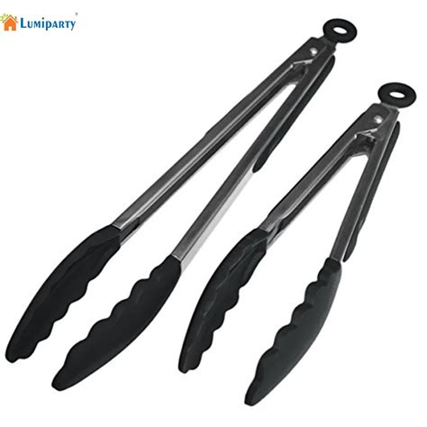 Lumiparty 2 Pcsset Stainless Steel Kitchen Food Tongs Bbq Clip Salad