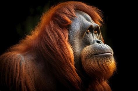 Premium AI Image | A close up of a orangutan's face