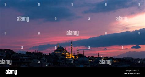 Istanbul skyline at night Stock Photo - Alamy