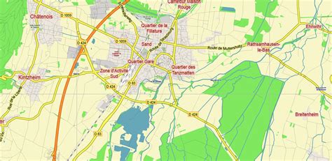 _Alsace France Vector Map exact extra detailed All Roads Cities Towns map editable Layered Adobe ...