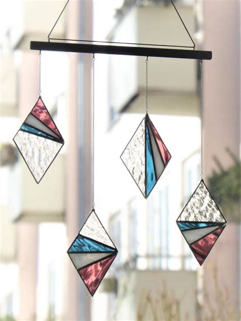 Vitrail Mobile Suncatcher Murale G Om Trique D Cor Ext Rieur Etsy