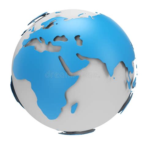 Globe Blanc De La Terre D Isolement Sur Le Fond Blanc De Mur Avec L