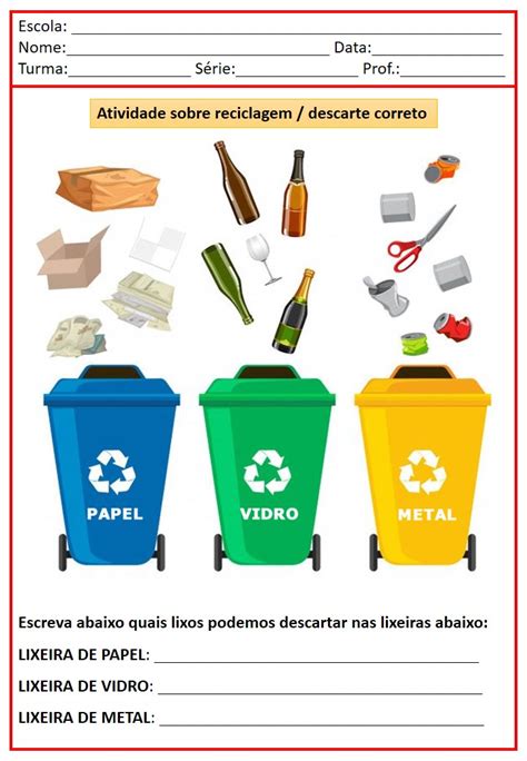 Atividade Para Trabalhar A Reciclagem Na Educacao Infantil