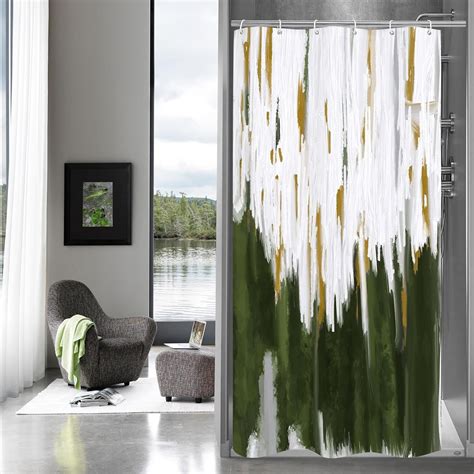 Sage Green Small Stall Shower Curtain X Abstract Ombre Half Size