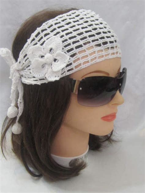 White Lace Headband Womens Summer Headband Wide Women Etsy