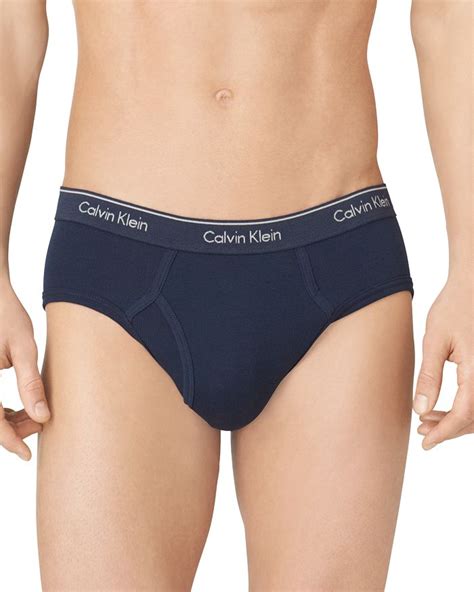 Calvin Klein Mens Classic Cotton Low Rise Hip Briefs 4 Pack U4183 In Navyblue Depthswater