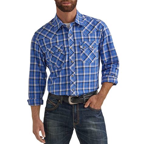 Wrangler Mens Retro Plaid Snap Shirt Lammles Lammles Western Wear