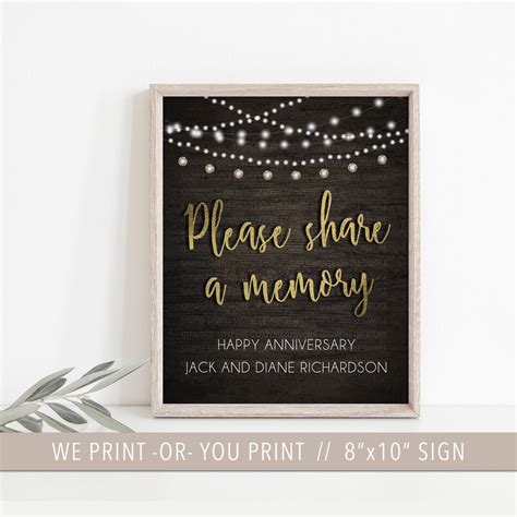 Rustic Share A Memory Sign Anniversary Memory Table Sign Etsy