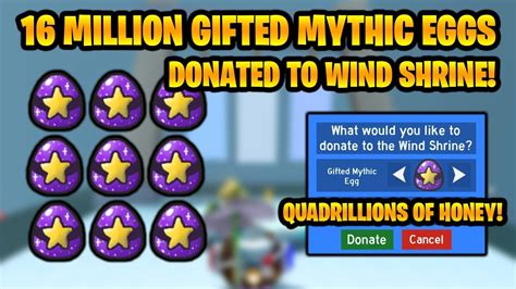 Million Gifted Mythic Eggs Donated To The Wind Shrine Bee Swarm