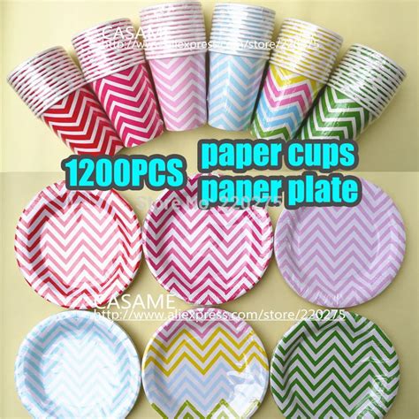 1200pcs (12pcs/pack ) Chevron Paper Dishes Party Supplies Paper cups ...