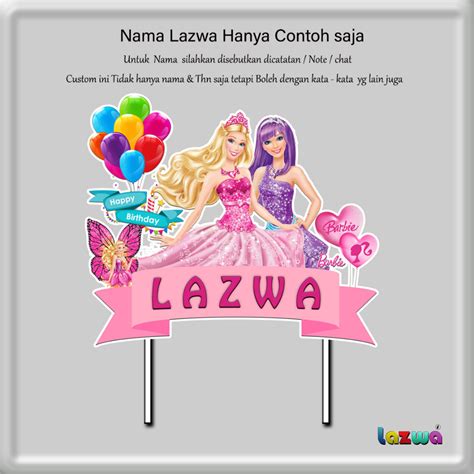 Jual Topper Cake Barbie Custom Nama Shopee Indonesia