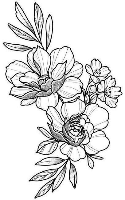 Floral tattoo design zeichnung beautifu einfach blumen körperkunst