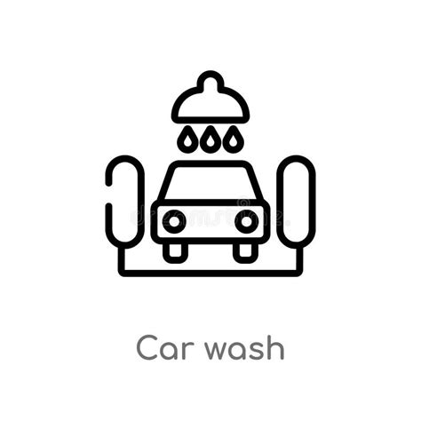 Outline Car Wash Vector Icon Isolated Black Simple Line Element