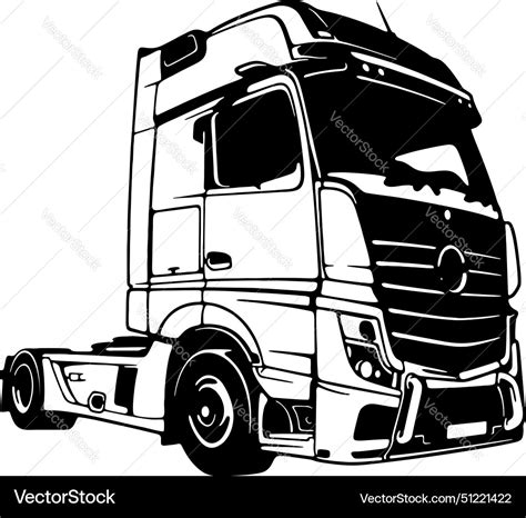 Semi truck - american line art Royalty Free Vector Image