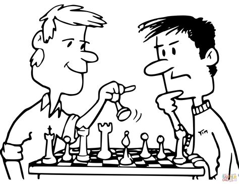 Friends Playing Chess coloring page | Free Printable Coloring Pages