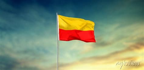 Karnataka Flag Flying High Blue Sky Background Posters For The Wall • Posters Famous