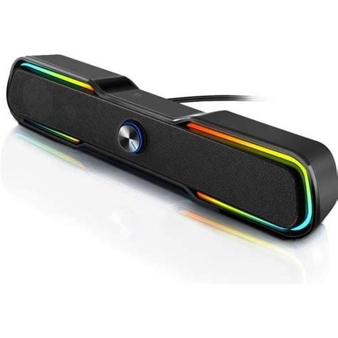 Enceinte PC Barre De Son PC 10W Enceintes PC Gamer RGB Filaire USB Haut