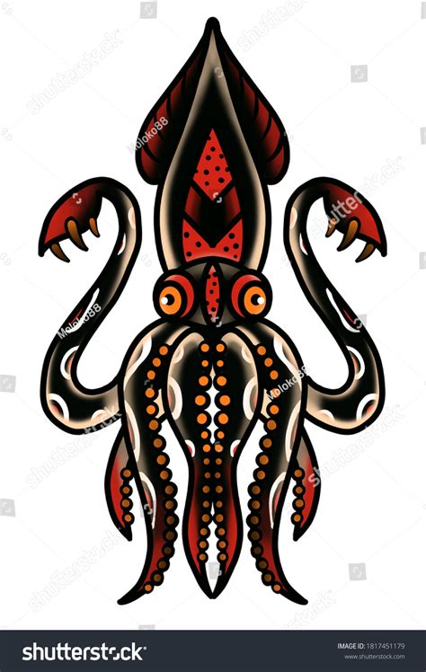 Giant Squid Tattoo Executed Traditional Style Stock Illustration ...