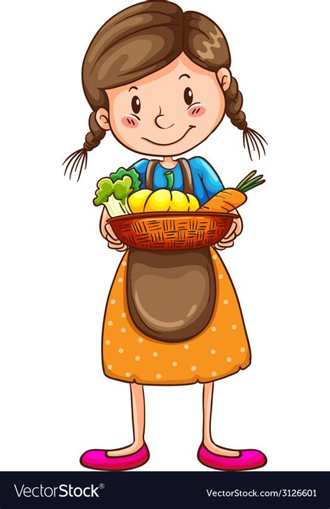 A simple drawing of farm girl Royalty Free Vector Image