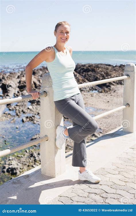 Fit Mature Woman Standing On The Pier Stock Photo Image Of Person