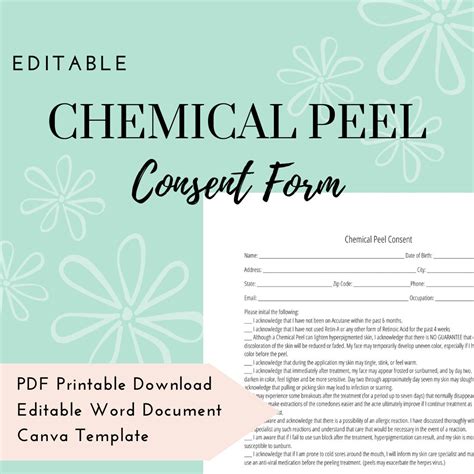 Chemical Peel Consent Form For Estheticians And Skin Care Professionals