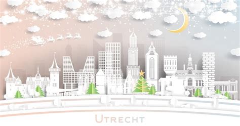 Utrecht Pays bas City Skyline Dans Un Style Papier Découpé Avec Des