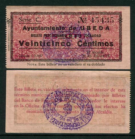 España 1937 Billetes Locales Repúblicanos Nº RG5194 SC UNC