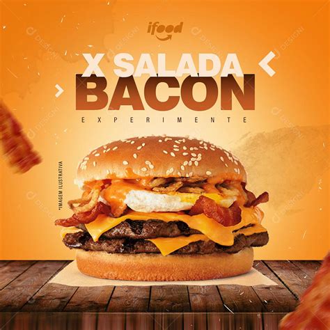 Post Feed Hamburgueria X Salada Bacon Burguer Social Media Psd Edit Vel