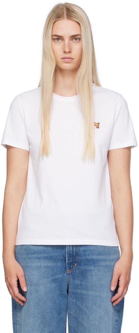 Maison Kitsun White Fox Head T Shirt Ssense