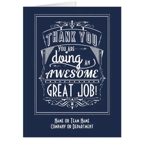 Thank you Awesome Great Job Oversized Card | Zazzle