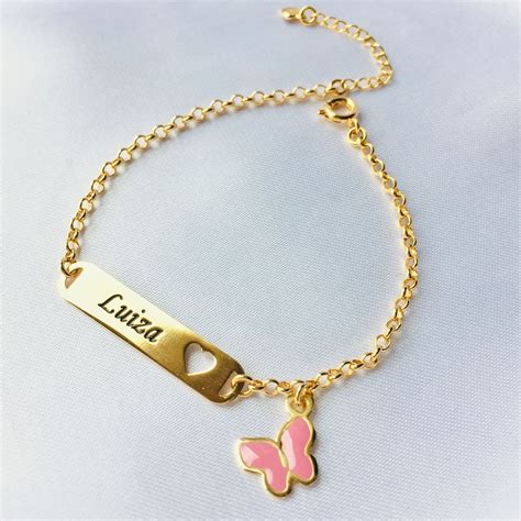 Pulseira Infantil Plaquinha Personalizada Nome PLP11