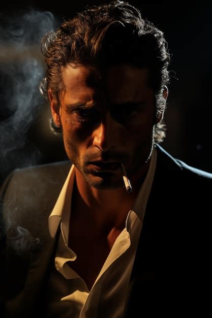 Premium Photo A Young Italian Mafia Don Smoking His Cigarette