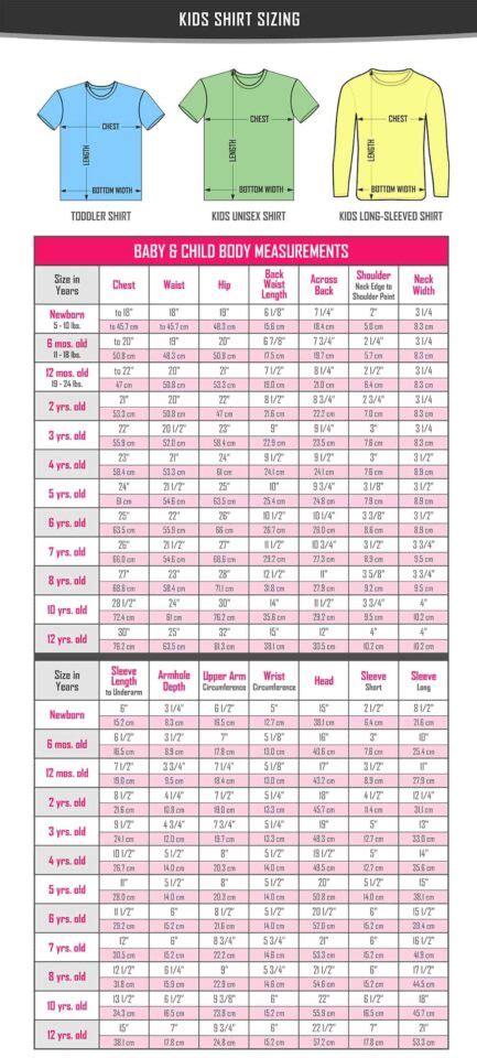 Kids Shirt Size Chart Verbnow