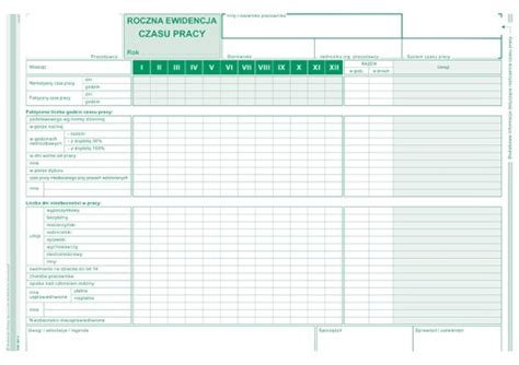 Roczna Ewidencja Czasu Pracy MiP 40 Kartek 527 1 Cena Opinie