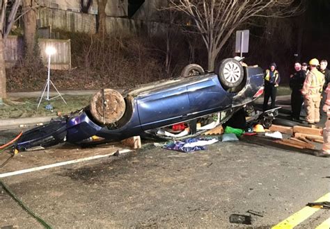 1 Injured After Car Crashes Overturns In Gaithersburg Wtop News