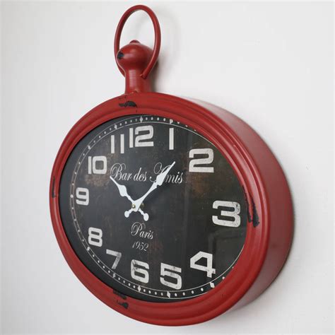 Flaming Red Oval Retro Wall Clock By Dibor