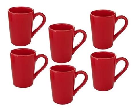 Set De Tazas Oxford Biona Color Rojo Capacidad Ml Mercadolibre