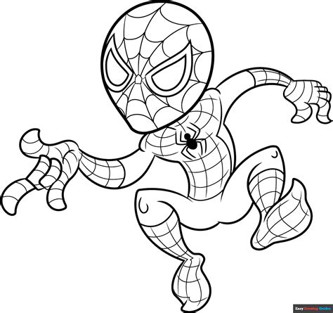 Cartoon Spider Man Coloring Page Easy Drawing Guides