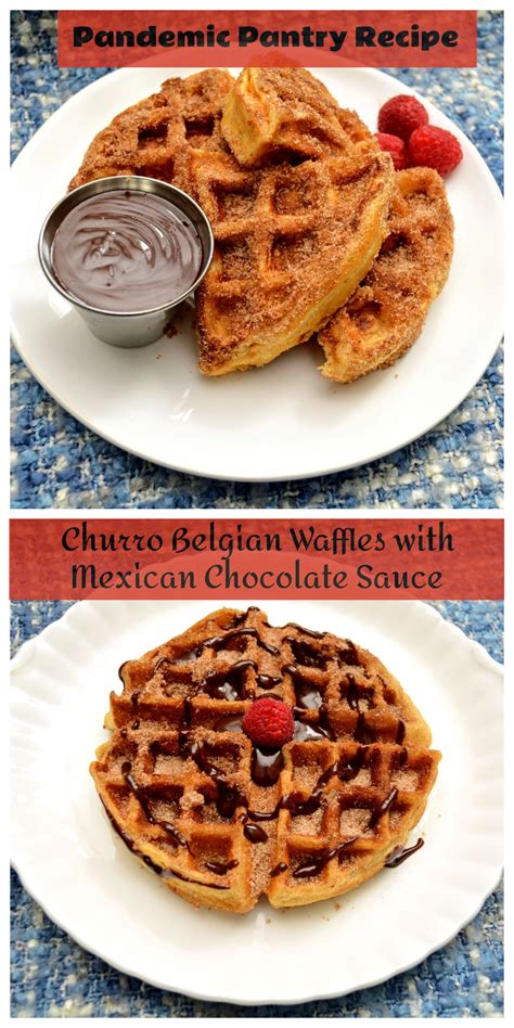 Churro Belgian Waffles With Mexican Chocolate Sauce Waffles