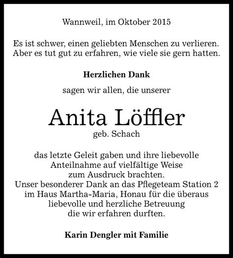 Traueranzeigen von Anita Löffler trauer gea de