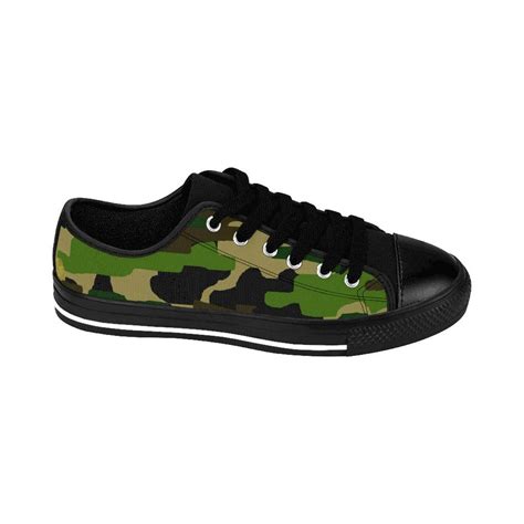 Green Camo Ladies Tennis Shoes Military Army Camouflage Low Top Women