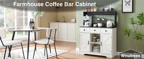 Amazon Wnutrees 39 Farmhouse Coffee Bar Cabinet With 3 Drawers