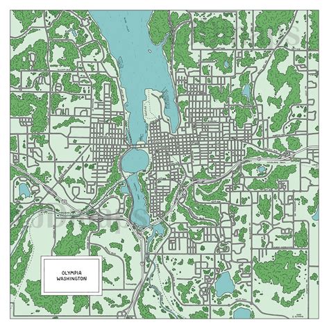 Road Map of Olympia, Washington | Hand-drawn | Digital, Printable